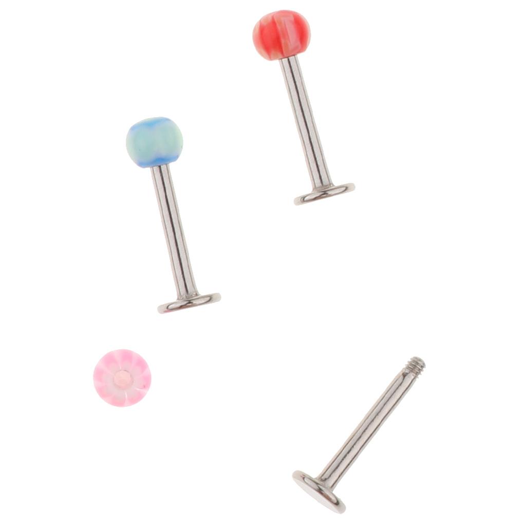 20pcs Stainless Steel 18g Labret Stud Nose Lip Rings Set Piercing Jewelry