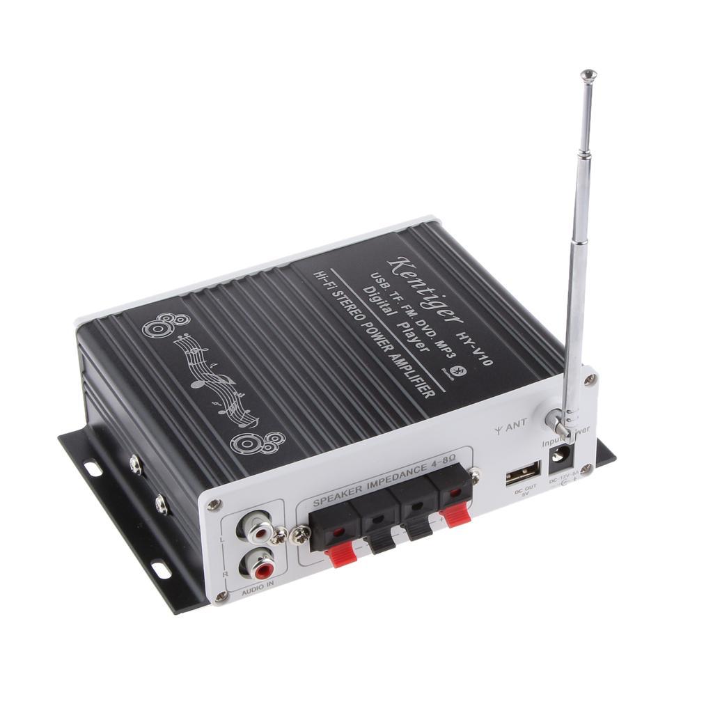 2CH Bluetooth HiFi Stereo AMP Amplifier Bass Booster For Car Home MP3 Black