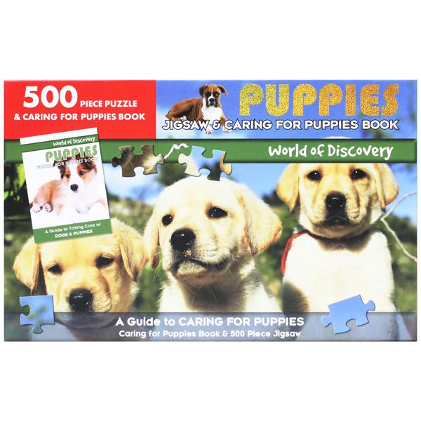 5000 Piece Puzzle &amp; Caring For Puppies Book: Puppies