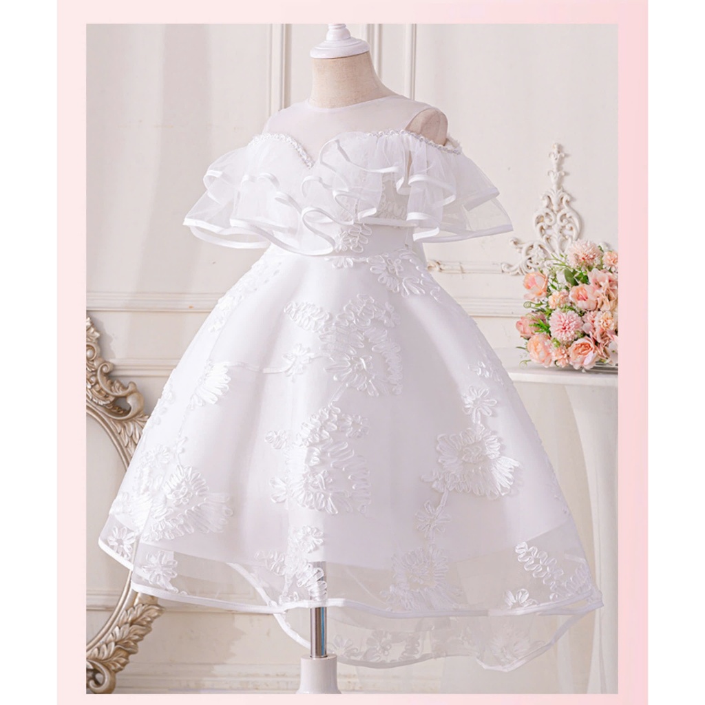 Đầm công chúa cho bé gái màu trắng diện lễ tết dự tiệc giáng sinh năm mới size 14-35kg hàng Quảng Châu
