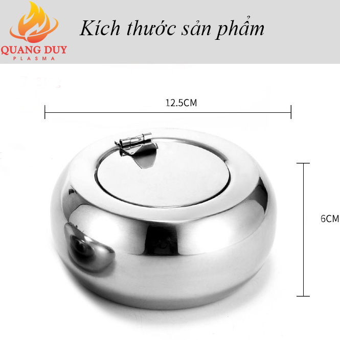 Gạt tàn thuốc la inox có nắp đậy vị trí kẹp thuốc chắc chắn sang trọng