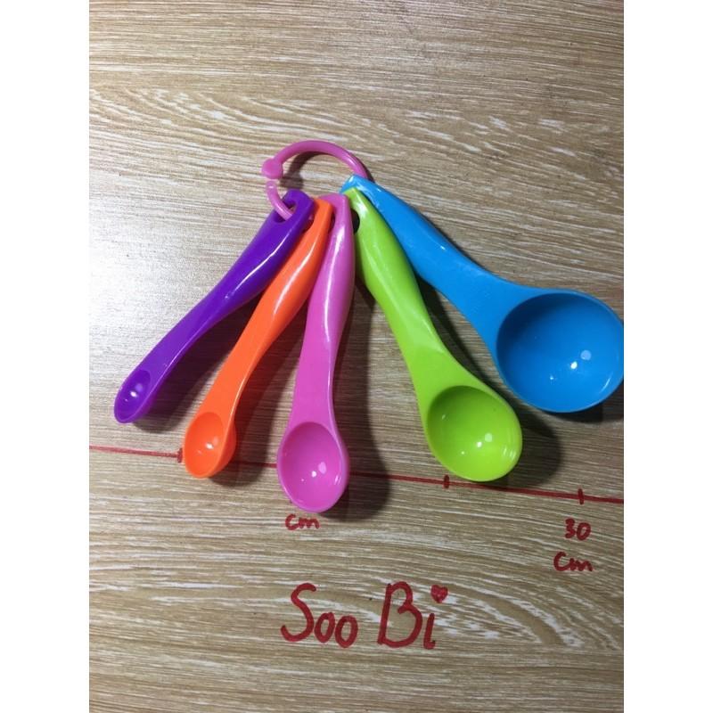 Thìa đong định lượng nhựa 5 cỡ, dụng cụ pha chế
