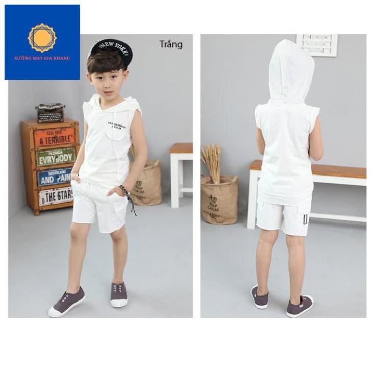 Đồ bộ quần áo thun bé trai, bé gái cá tính, kiểu áo có nón - Quần áo trẻ em - GiaKhang