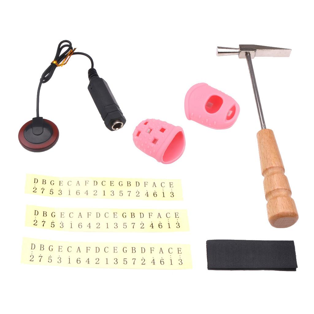 Sunnimix Kalimba Ngón Tay Cái Đàn Piano Chỉnh Dụng Cụ + Đầu Ngón Tay Bảo Vệ + Lưu Ý Miếng Dán + Đón Gót