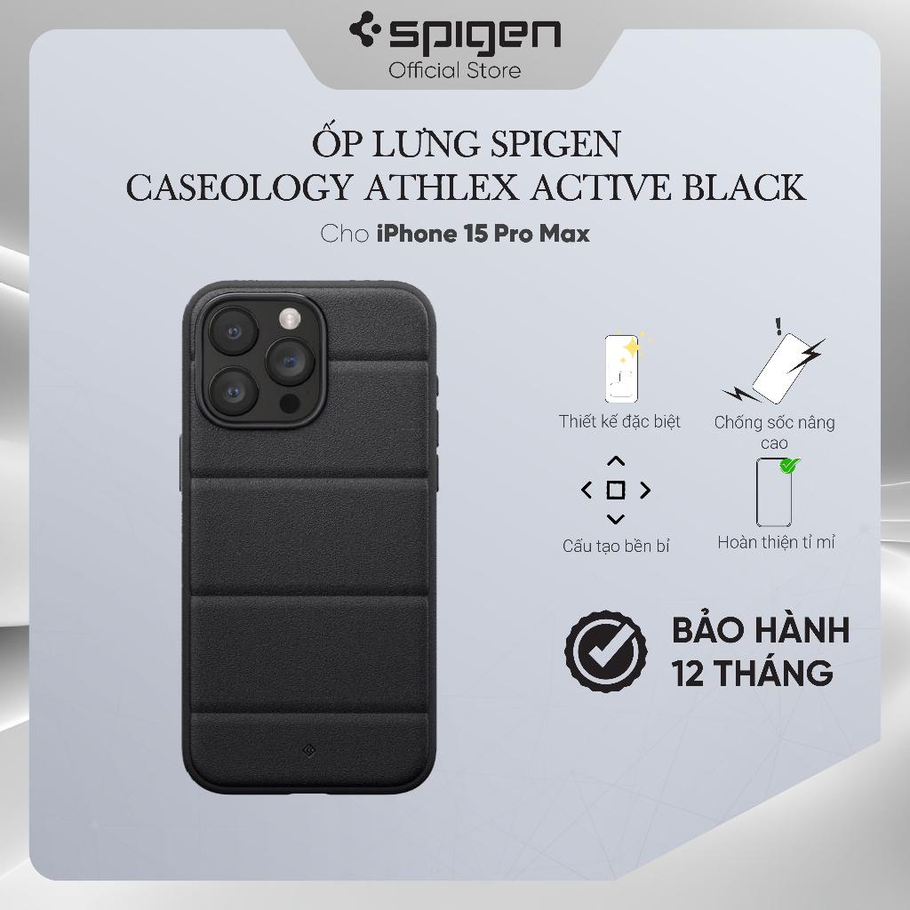 Ốp lưng cho iPhone 15 Pro/ 15 Pro Max Spigen Caseology Athlex Active Black - Hàng chính hãng