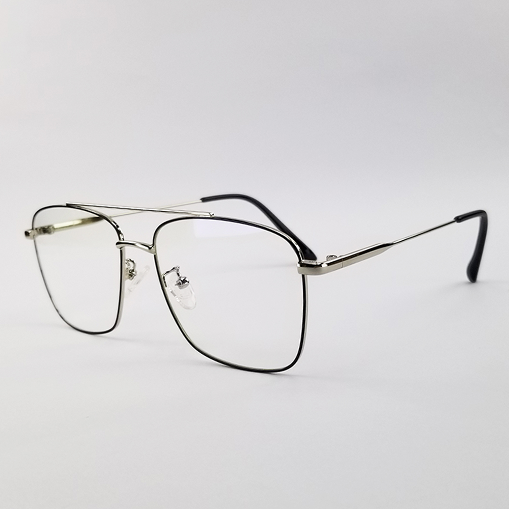 Gọng kính nam nữ mắt cận kim loại màu đen, bạc SA3076. Tròng kính giả cận 0 độ chống ánh sáng xanh, chống tia UV