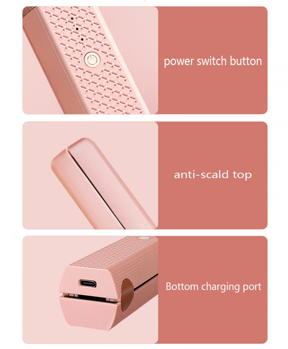 UbodyOasis Dụng cụ tạo kiểu tóc uốn tóc xoăn thẳng cầm tay kiêm dụng cụ uốn tóc USB sạc không dây Dụng cụ tạo kiểu tóc bằng gốm mini Máy uốn tóc ép tóc phẳng khô