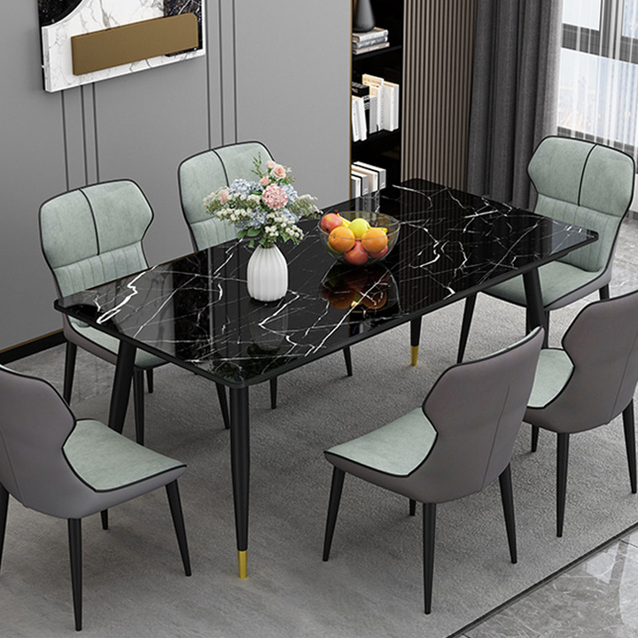 Bàn ăn hiện đại 1m4 Mặt Kính Vân đá Cao cấp - Bàn Ăn 1m4 đa năng sang trọng Chân kim loại bền đẹp BGA027 Giao màu ngẫu nhiên