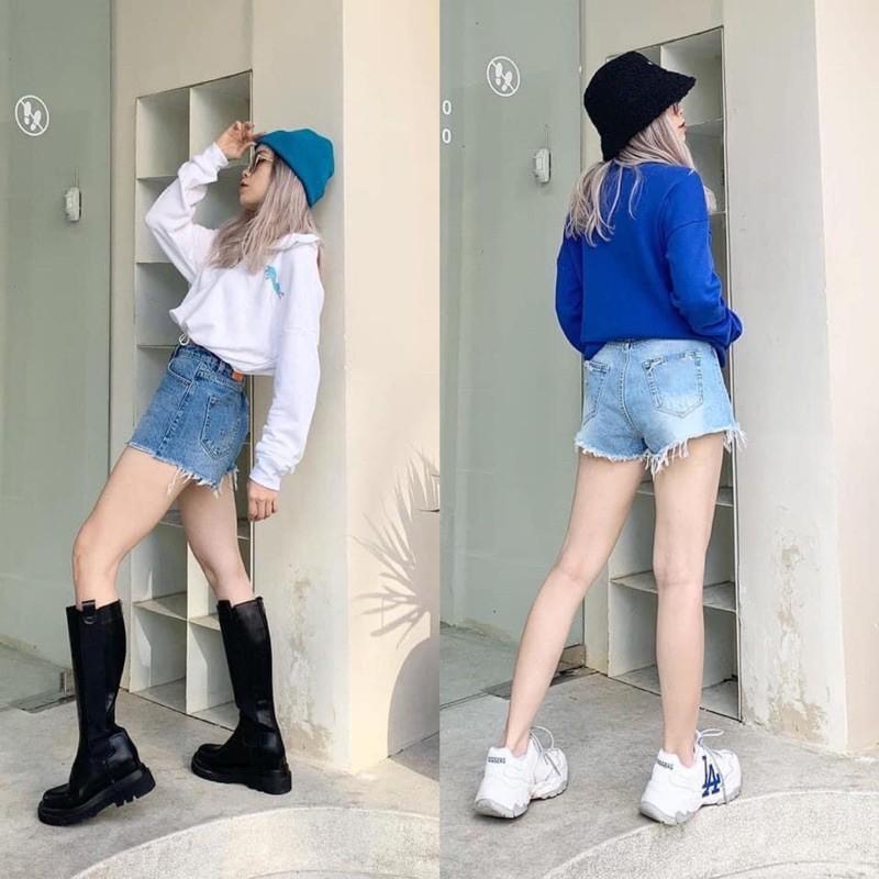 Quần Short Jeans Lưng Cao Xuất Xịn