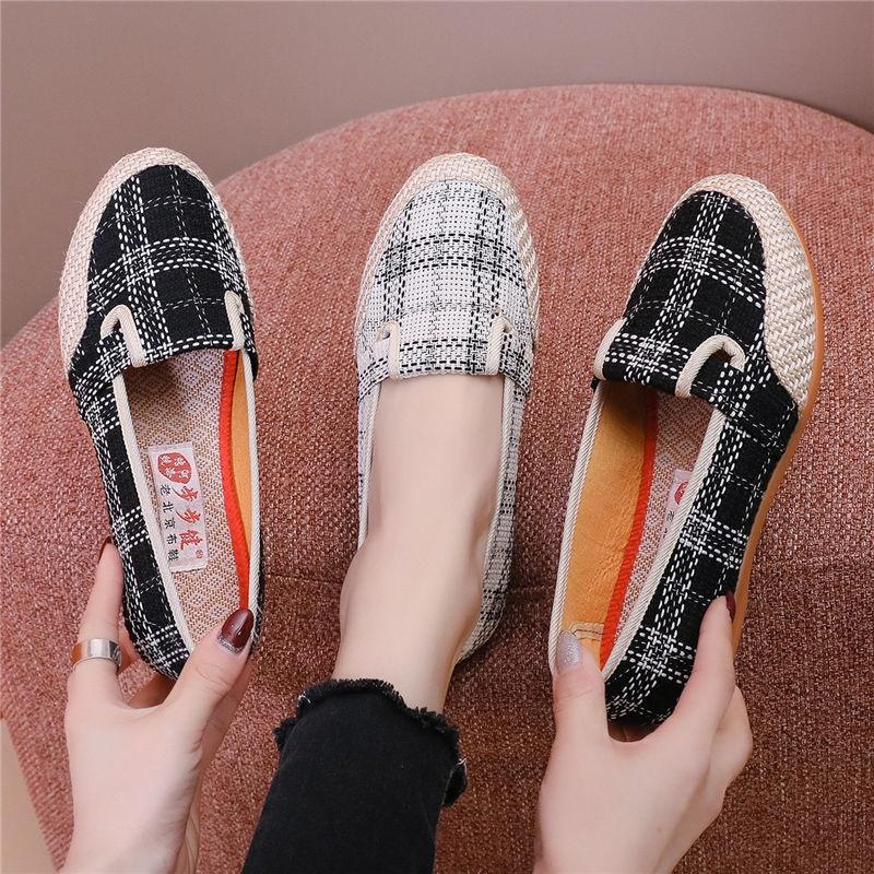 Giày Lười Nữ Vải Canvas Đế Bằng Phong Cách Mới