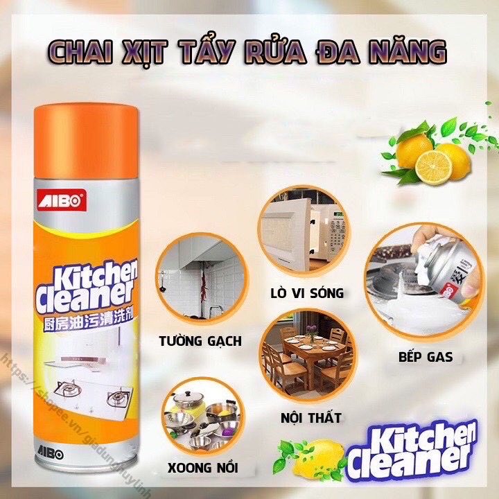 Chai tẩy xịt rửa đa năng vệ sinh bếp Kitchen 500ml ,tẩy các chất bẩn cứng đầu,  hương chanh thơm mát dịu dàng 