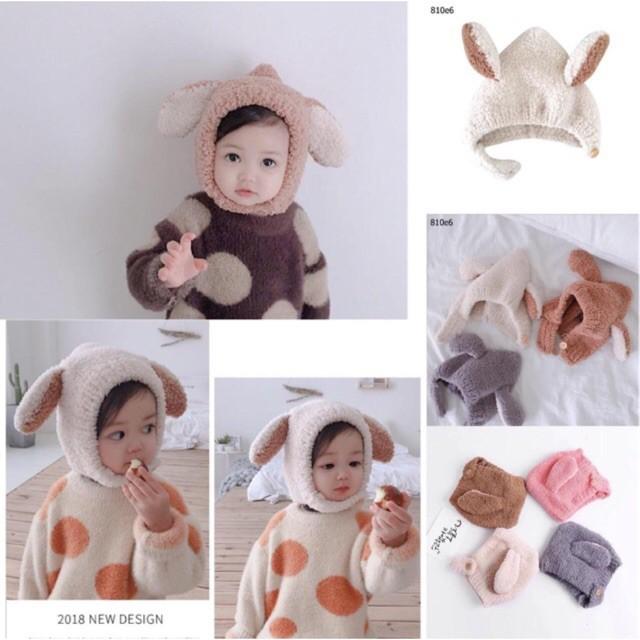 Mũ lông tai dê cho bé