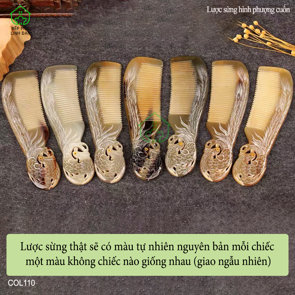 Lược Sừng Xuất Nhật (Size: 19cm) Hình Phượng Cuốn [COL110]