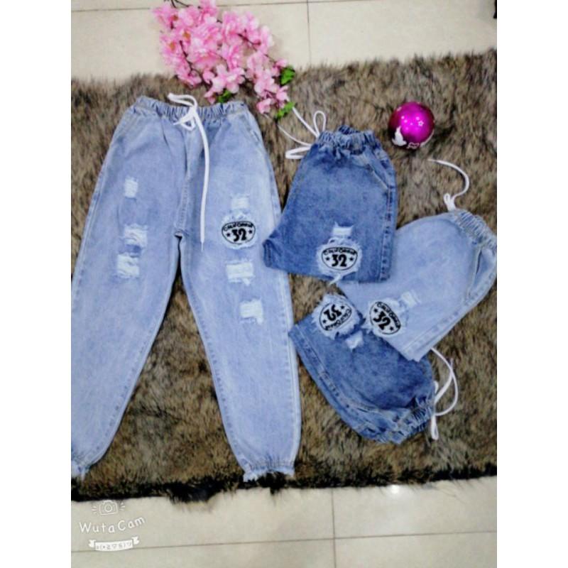 Quần jeans bagy nữ in logo ( ẢNH CHỤP THẬT)