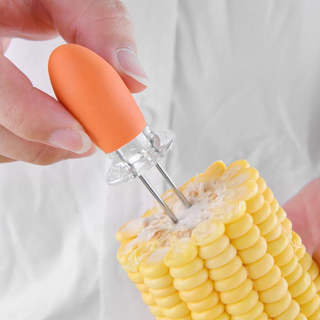 4 Pieces Heat Resistant Corn Holders Corn on the Cob Skewers Prong Forks for