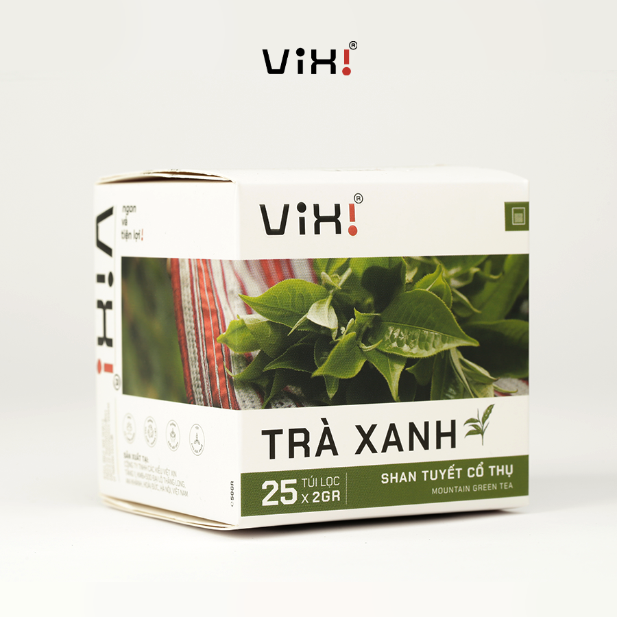 Trà xanh túi lọc ViXi từ trà Shan Tuyết cổ thụ hộp 50gr