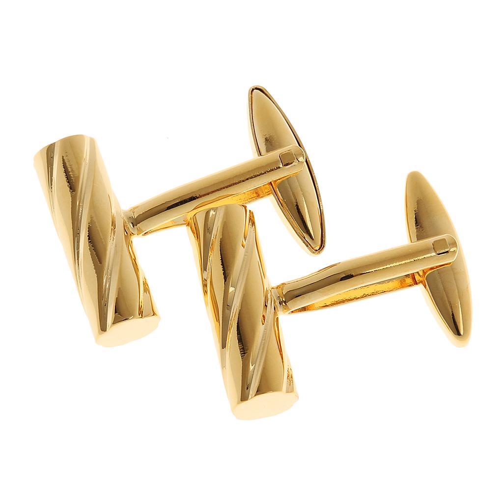 Men's Formal Dress Cylinder Incline Spiral Shape Shirt links Gold