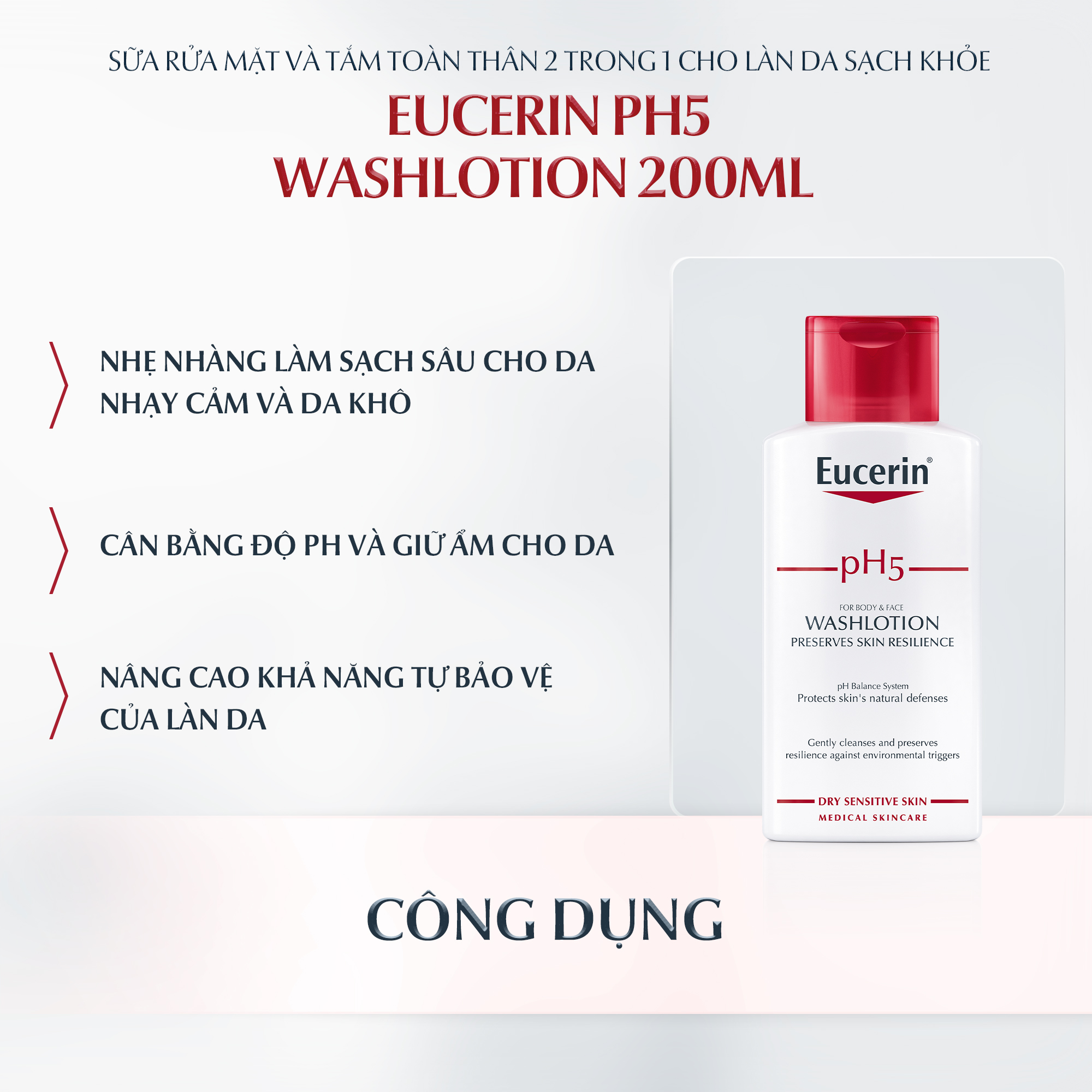 Sữa tắm cho da nhạy cảm Eucerin pH5 Washlotion 200ml