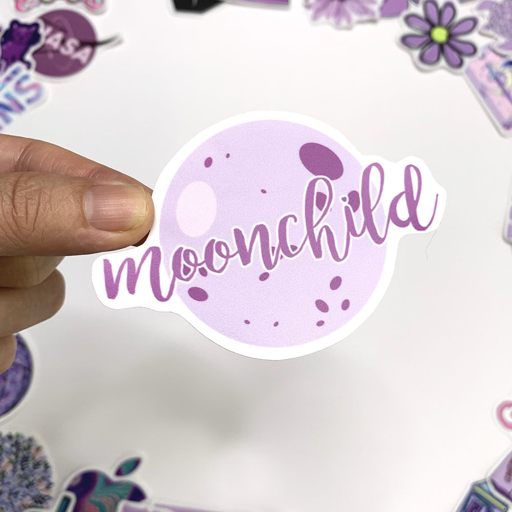 Sticker Tím Pastel Hình Dán Màu Purple Nhạt Decal Trang Trí Chống Nước Chất Lượng Cao