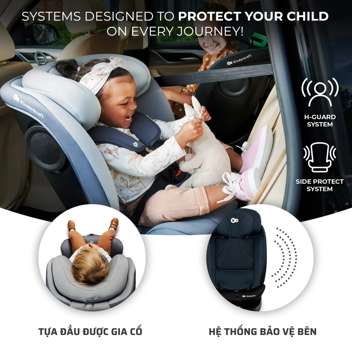 Ghế ngồi ô tô xoay 360 độ Kinderkraft I-grow cho bé từ 0 đến 12 tuổi - Hàng chính hãng