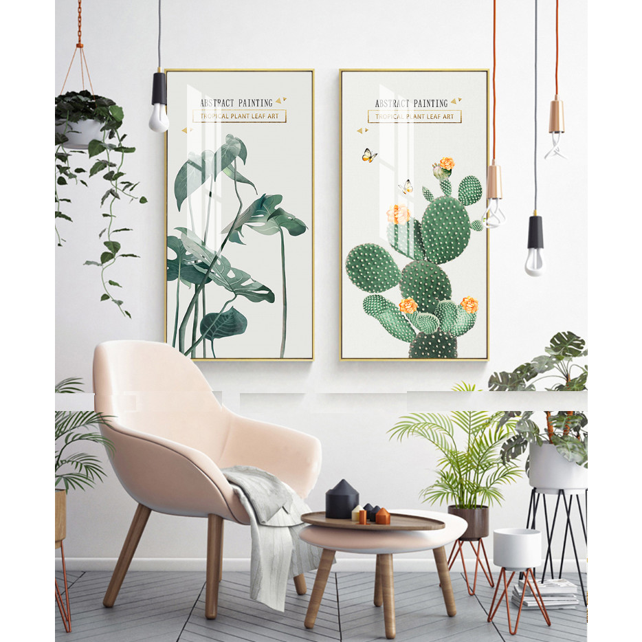 Tranh treo tường phòng khách, phòng ngủ -Tranh treo bộ 2 tấm dọc M26230/ Gỗ MDF cao cấp phủ kim sa/ Chống ẩm mốc, mối mọt/Bo viền góc tròn