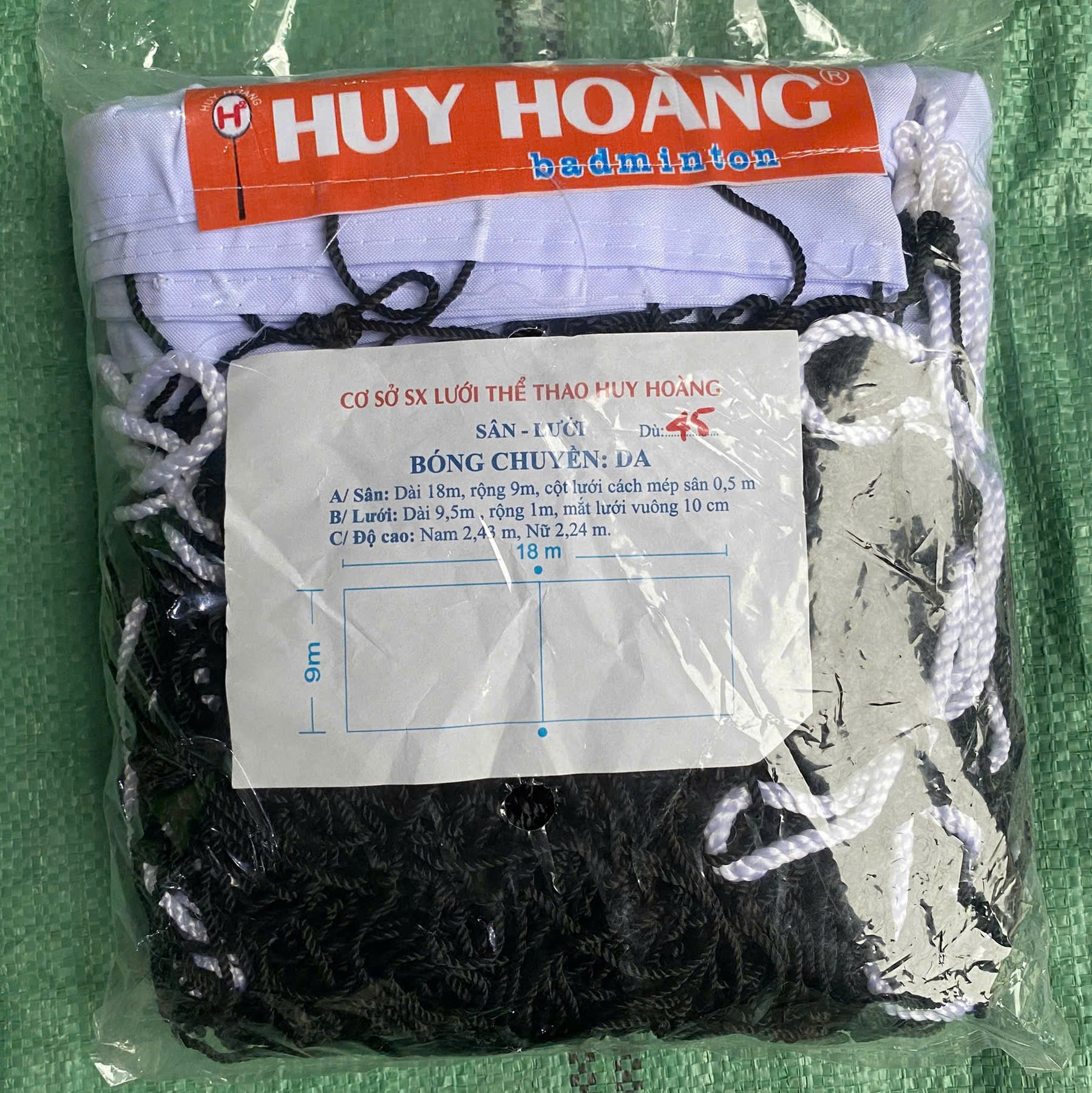 Lưới bóng chuyền da dù 45 đen