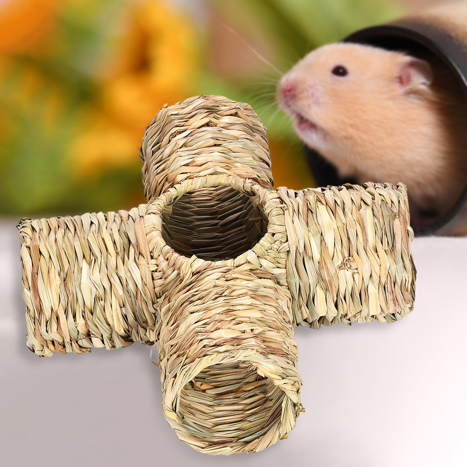Hamster Grass Tunnel Toy Straw House for Small Animals Little Rabbit Gerbils
