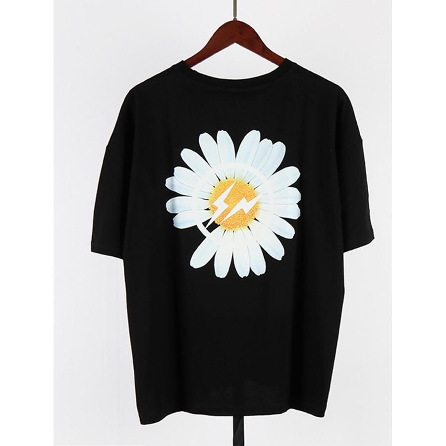 Áo Thun Tay Lỡ Unisex Hình Hoa Cúc Cực Đẹp, Chất Liệu Thun Cotton, hàng nhập Quảng Châu