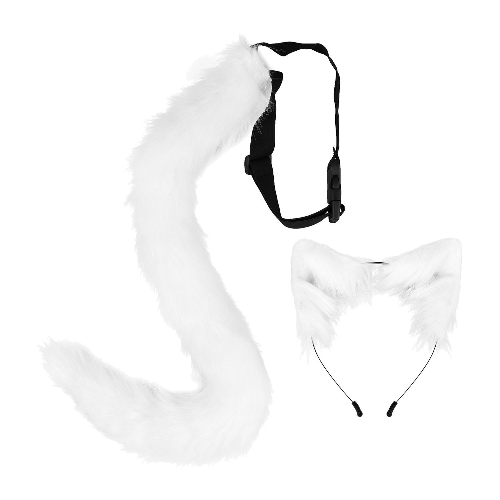 Faux Ears and Tail Set Ear Headband Gift Animal Themed Parties Photo Props Animals Ears and Tail Cosplay Costume for Graduation Ceremony