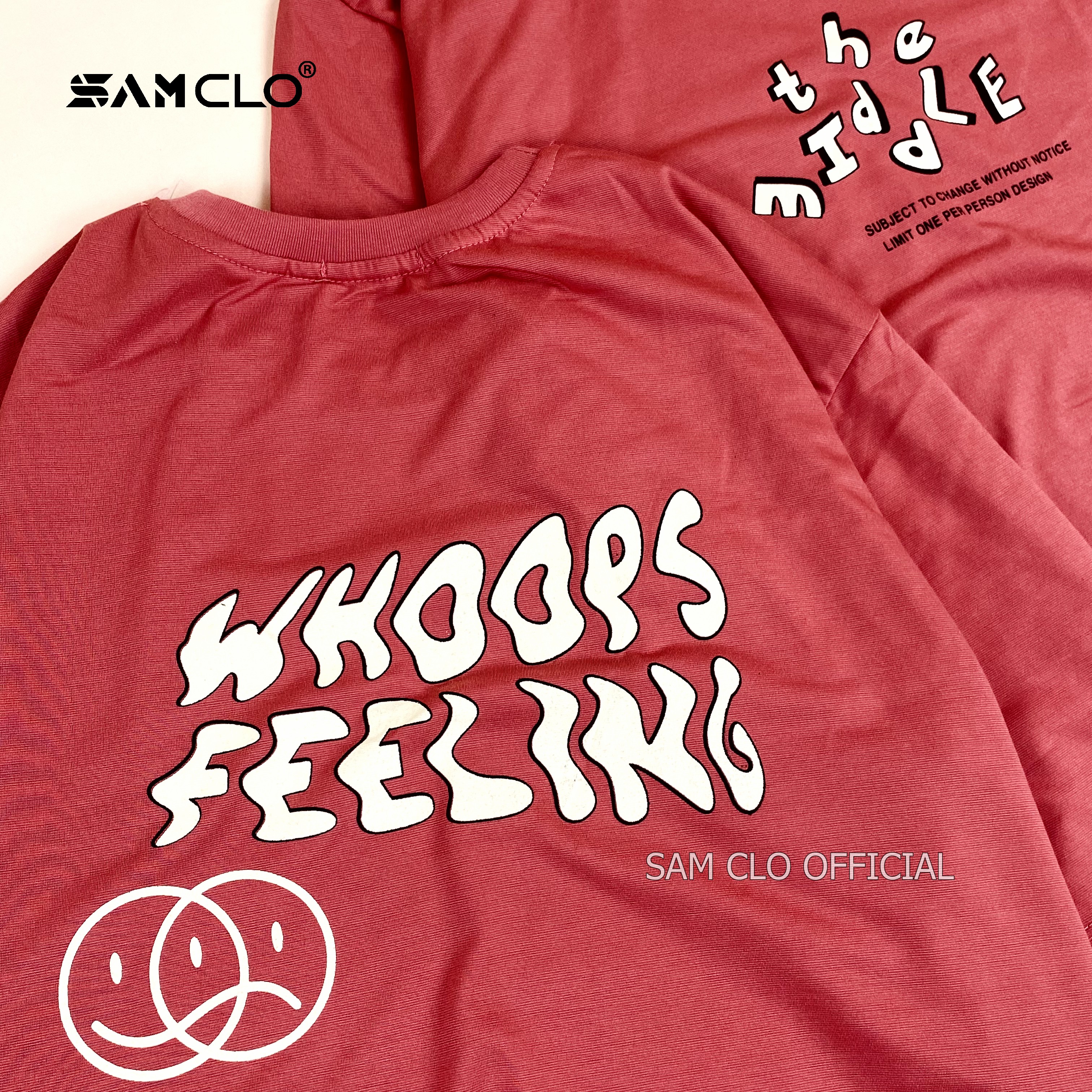 Áo thun tay lỡ nữ SAM CLO freesize phông form rộng dáng Unisex, mặc lớp, nhóm, couple in MẶT BUỒN chữ WHOOPS FEELING