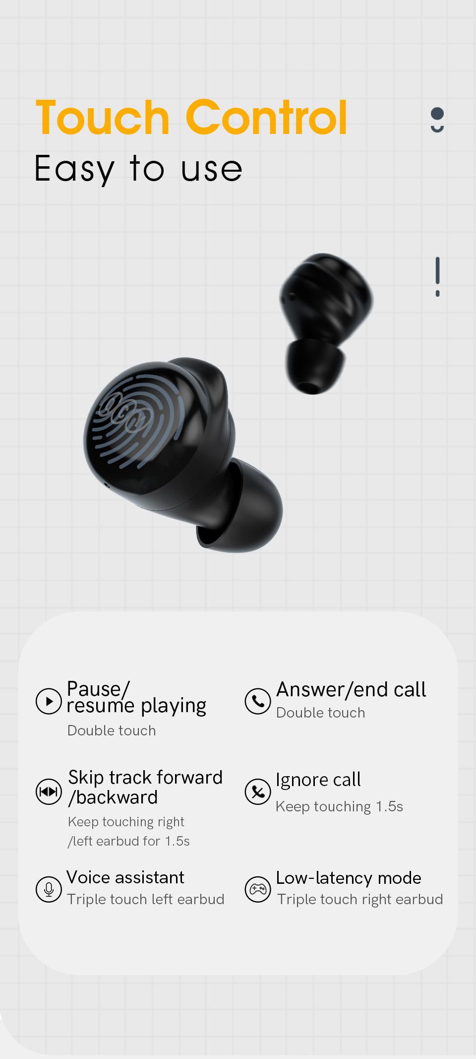 Tai nghe QCY T17 Tai nghe Bluetooth không dây thực sự Tai nghe BT5.1 HIFI Điều khiển cảm ứng Chế độ độ trễ thấp Tai nghe ENC Thời gian chờ dài 26 giờ Màu sắc: QCY T17 ĐEN
