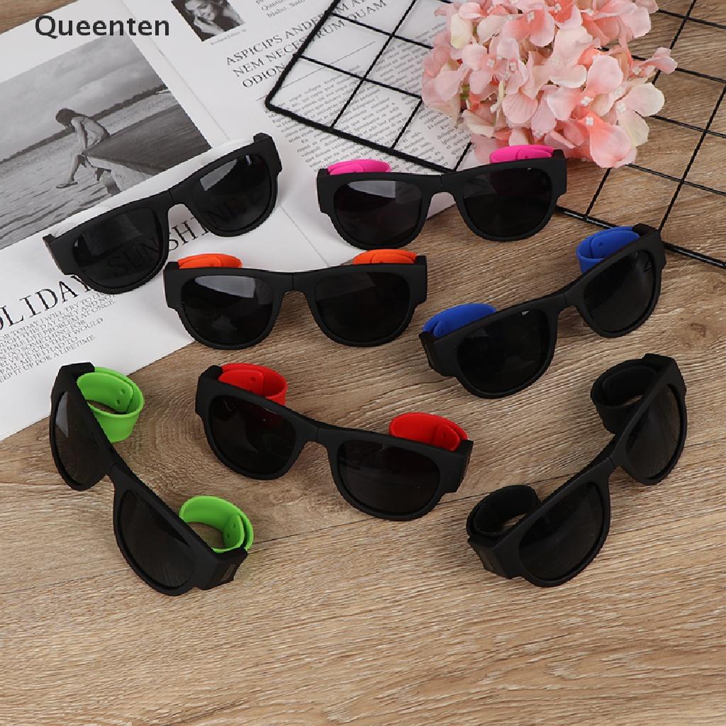 Queenten 1 Pcs Polarized Folding Sunglasses UV400 Slap Sport Foldable Wristband Shades QT