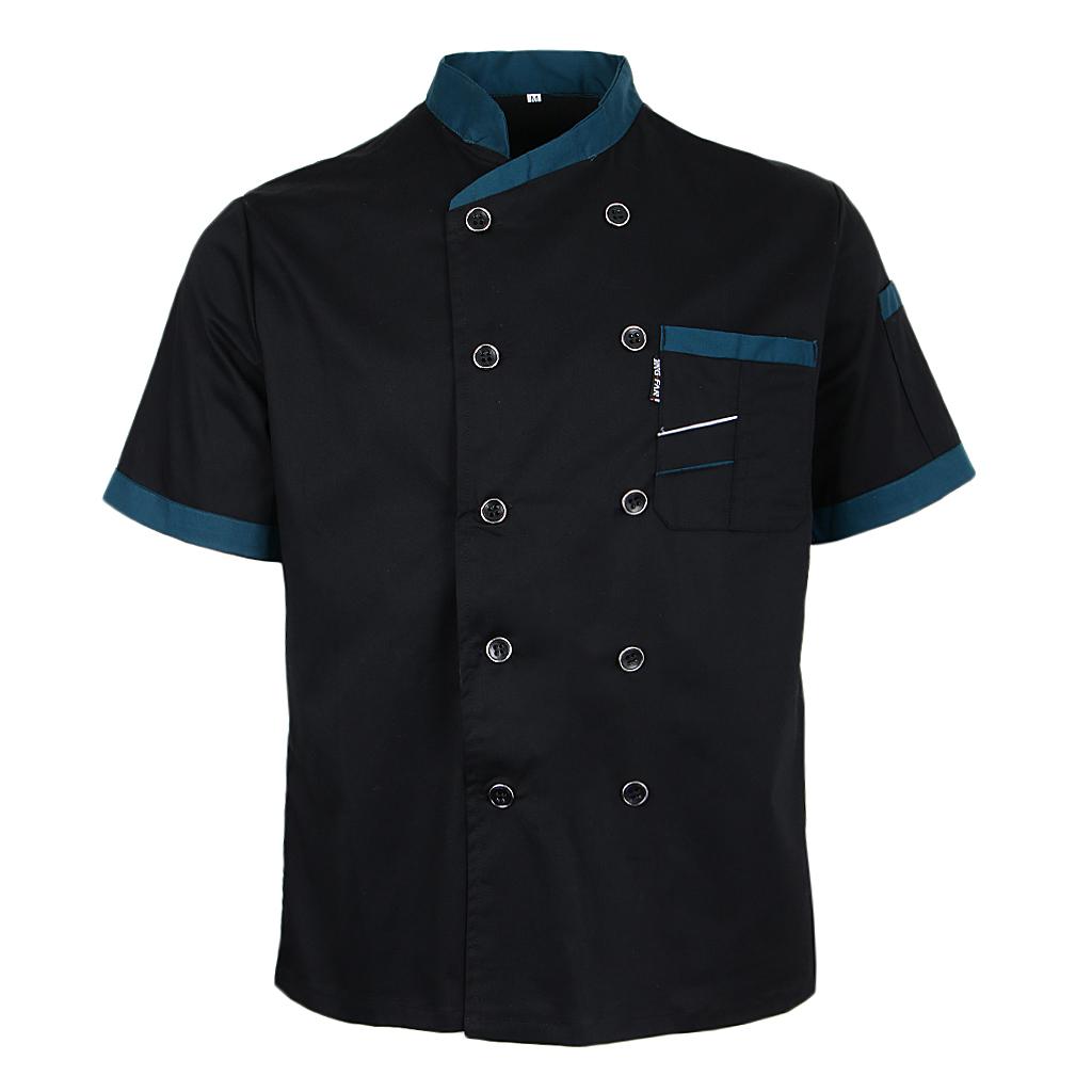 Chef Jacket Coat Apparel Hotel Kitchen Service Bakery Uniform Short Sleeve Catering Workwear for Men Women 5 Colours