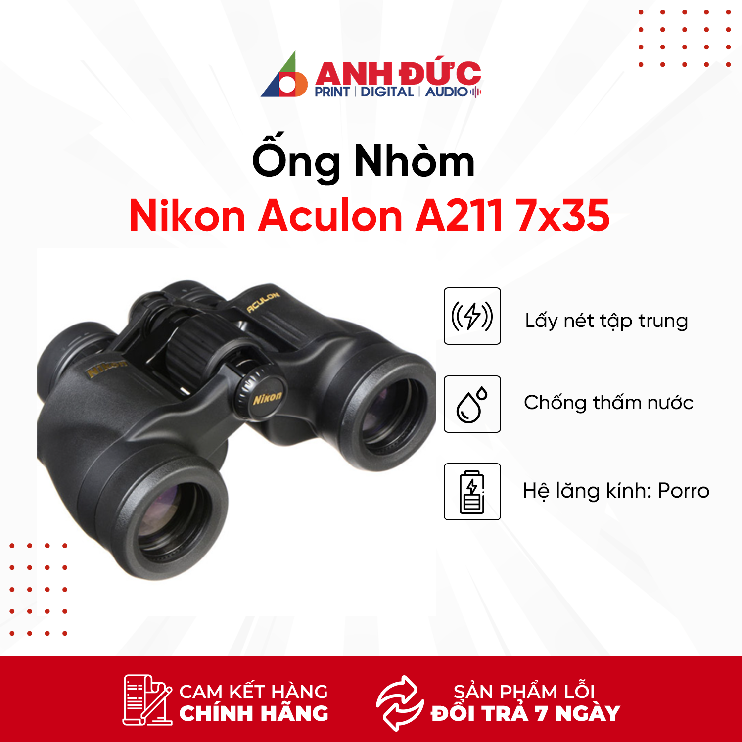 Ống Nhòm Nikon Aculon A211 7x35 - Hàng Chính Hãng