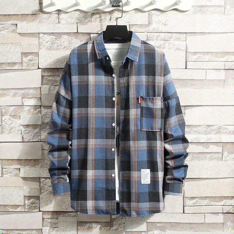 Áo Sơ Mi Tay Dài Form Rộng Họa Tiết Sọc Caro Phong Cách Công Sở Với 2 Màu