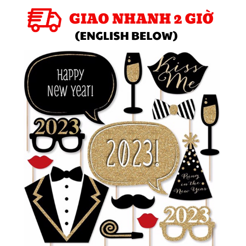 Bộ phụ kiện chụp hình Happy New Year 14 cái ptk29
