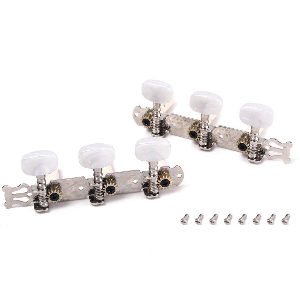 Classical Guitar Tuner Tuning Keys Pegs Machine Heads Complete Set Chrome