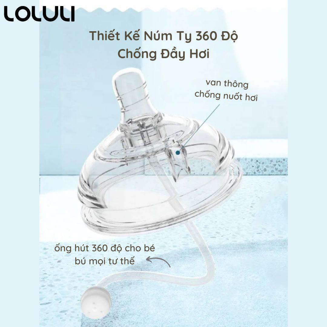 Bình sữa Loluli silicon siêu mềm cho bé chống sặc có ống hút 360 độ có quai 150ml