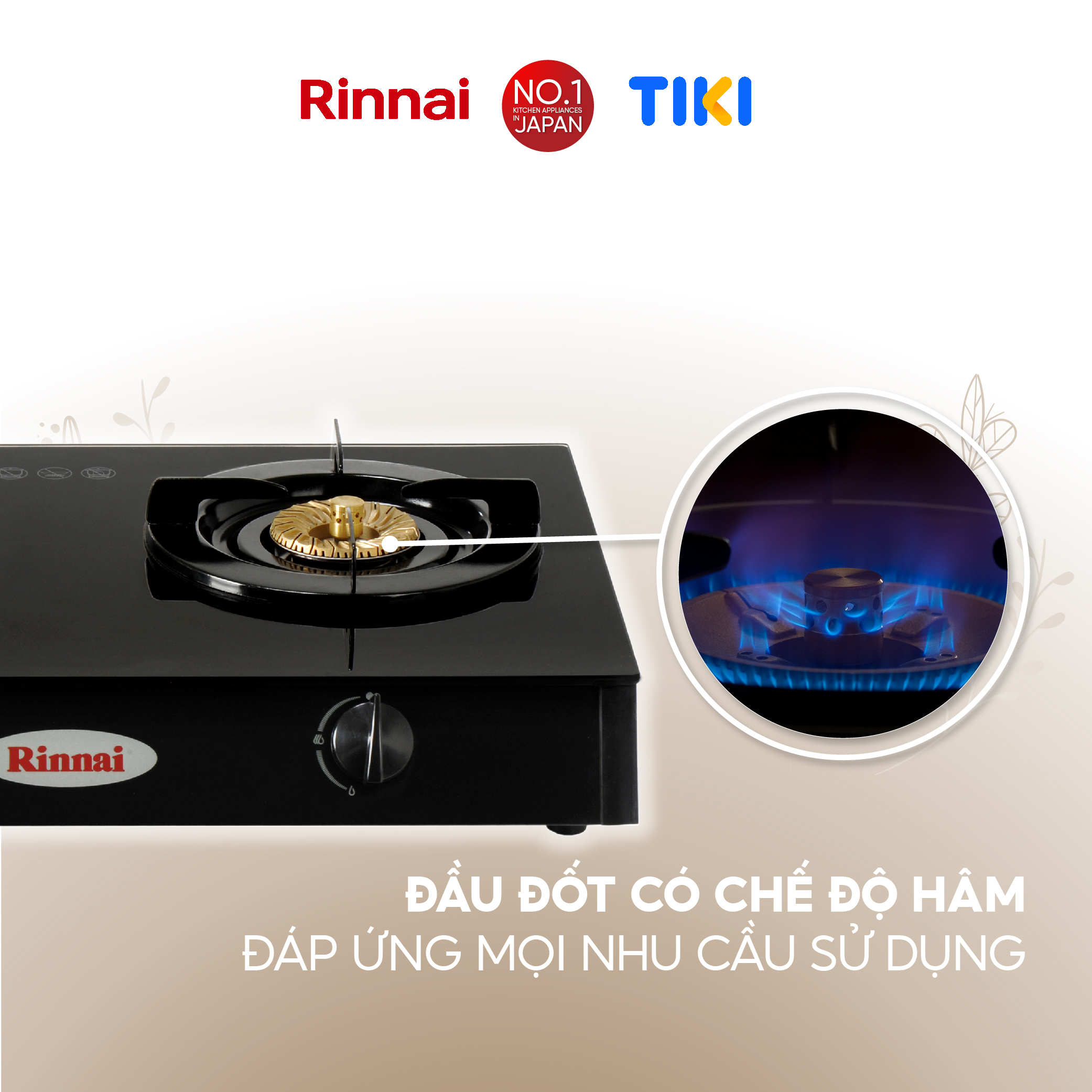 Bếp gas dương Rinnai RV-7Double Glass(B) mặt bếp kính và kiềng bếp men - Hàng chính hãng.