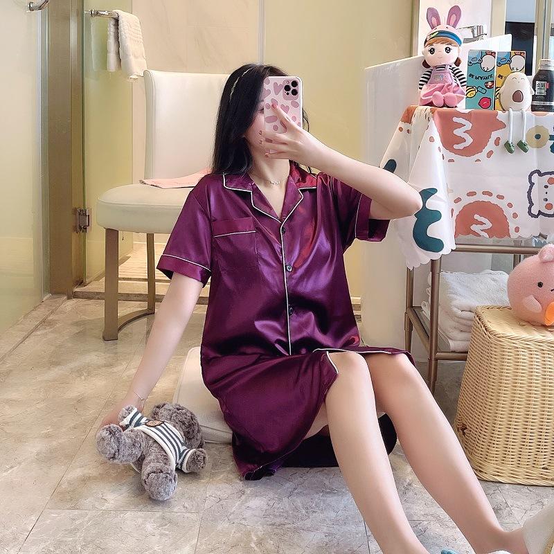Đầm ngủ 2 dây lụa chất đẹp đồ ngủ đẹp váy ngủ phòng the gợi cảm QN001
