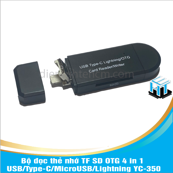 Đầu đọc thẻ nhớ TF SD OTG 4 in 1 USB/Type-C/MicroUSB/LGYC-350