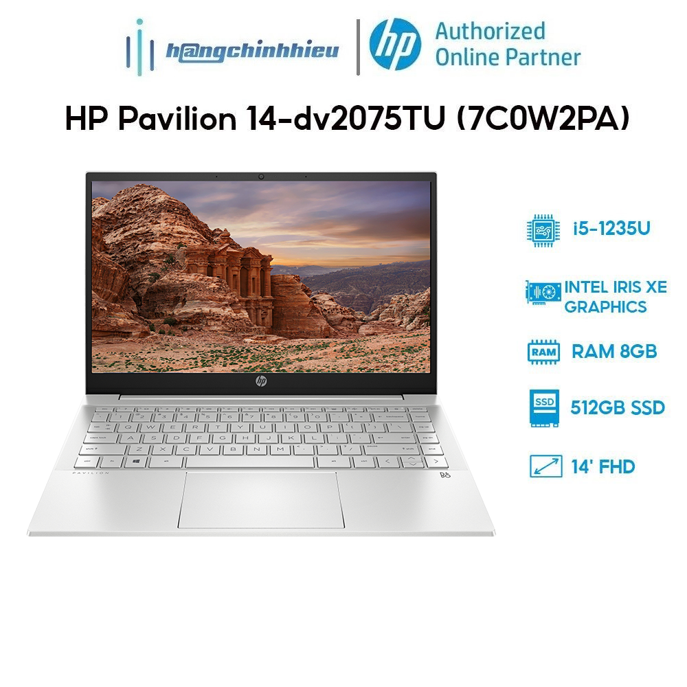 Laptop HP Pavilion 14-dv2075TU 7C0W2PA i5-1235U|8GB|512GB|Iris Xe Graphics|14' FHD Hàng chính hãng