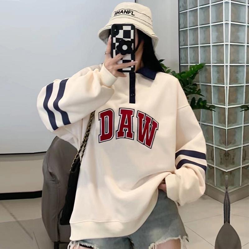 Áo Sweater Polo Nỉ Nam Nữ Dài Tay Form Rộng In Chữ DAW Tay Áo Phối Viền Ngang Thời Trang Zenkonu TOP NAM 247V1