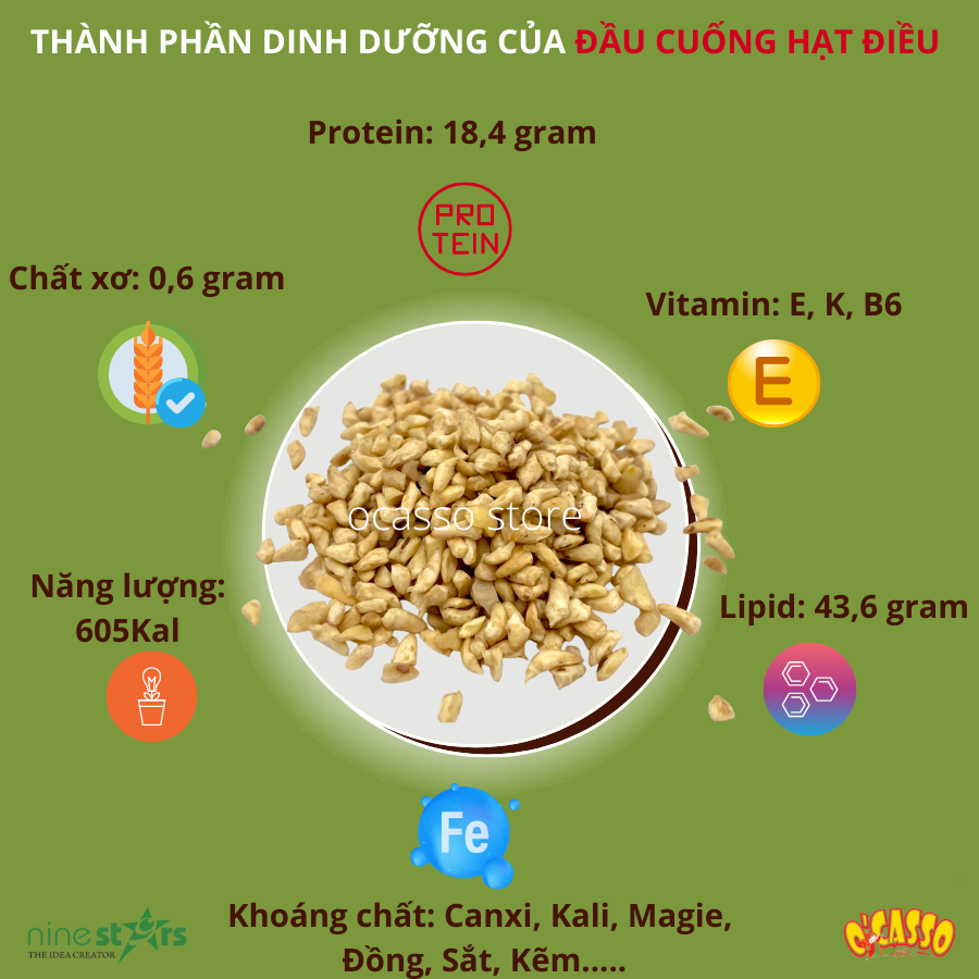 Đầu cuống hạt điều sống O'Casso ( Mầm điều, mọng điều)