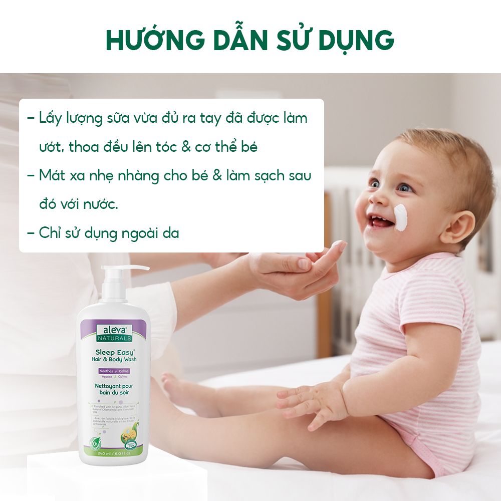 Sữa dưỡng thể cho bé làm mịn da, giảm ngứa ngáy giúp bé ngủ ngon Aleva Naturals (chai 240ml)