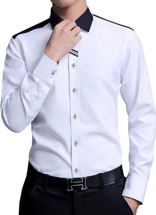 Áo sơ mi nam viền đen ở cầu vai VD7922