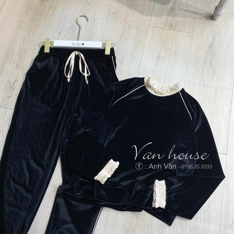 Set Bộ Nhung Bèo Chun, Bộ Nhung Dài Tay Có Ảnh Thật Kèm Video