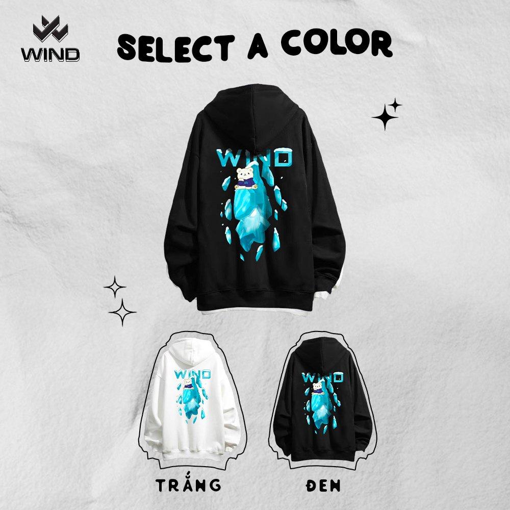 Áo hoodie unisex WIND form rộng nỉ nam nữ Tuyết HD22 thời trang thu đông oversize