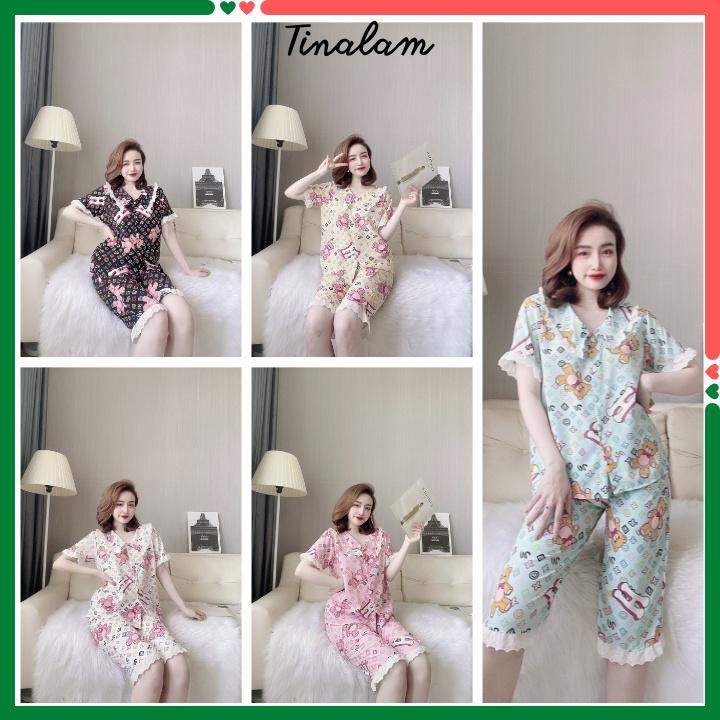 Đồ NgủĐồ Bộ PijamaBộ Lụa Pijama Quần Lửng Họa Tiết Phối Bèo Ren Xinh Xắn DBTNQL98