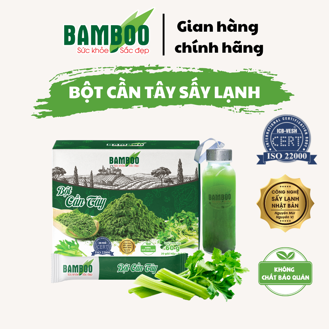 Bột Cần tây BAMBOO nguyên chất, siêu mịn 60g/ 20 gói